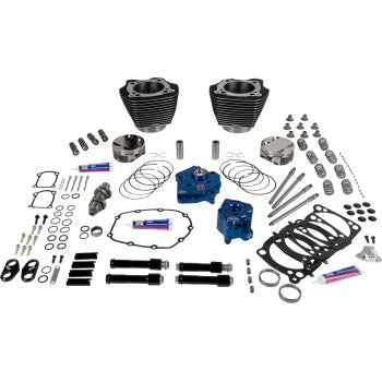 S&S CYCLE 0904-0181 310-1395 129" Power Package Engine Performance Kit - HPT496 - Chain Drive - Oil Cooled - Black with Highlights - 107" M8