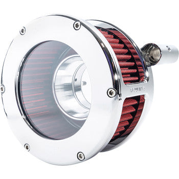 FEULING PARTS 1010-3312 5448 BA Air Cleaner Kit - Chrome/Clear with Red Filter - Twin Cam