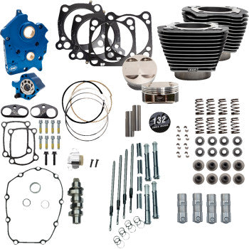 S&S CYCLE 0904-0105 310-1237 132" Power Package Engine Performance Kit - Chain Drive - Oil Cooled - Highlighted Fins - M8