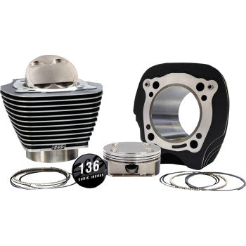 S&S CYCLE 0904-0151 910-0909A 132" High Compression / 136" Big Bore Kit - 4.320" Bore - Black w/Highlighted Fins - M8