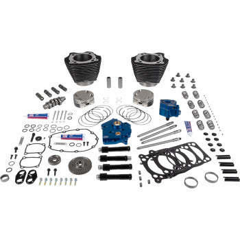 S&S CYCLE 0904-0184 310-1398 129" Power Package Engine Performance Kit - HPT496 - Gear Drive - Oil Cooled - Black with Highlights - 107" M8