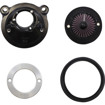 S&S CYCLE 1010-2967 170-0724A Air Stinger Stealth Air Cleaner Kit - Black Chrome Ring