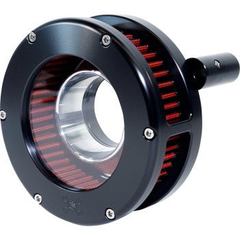 FEULING PARTS 1010-3438 5454-S BA Slim Air Cleaner Kit - Black/Clear - Red Filter - '08-'17 Twin Cam